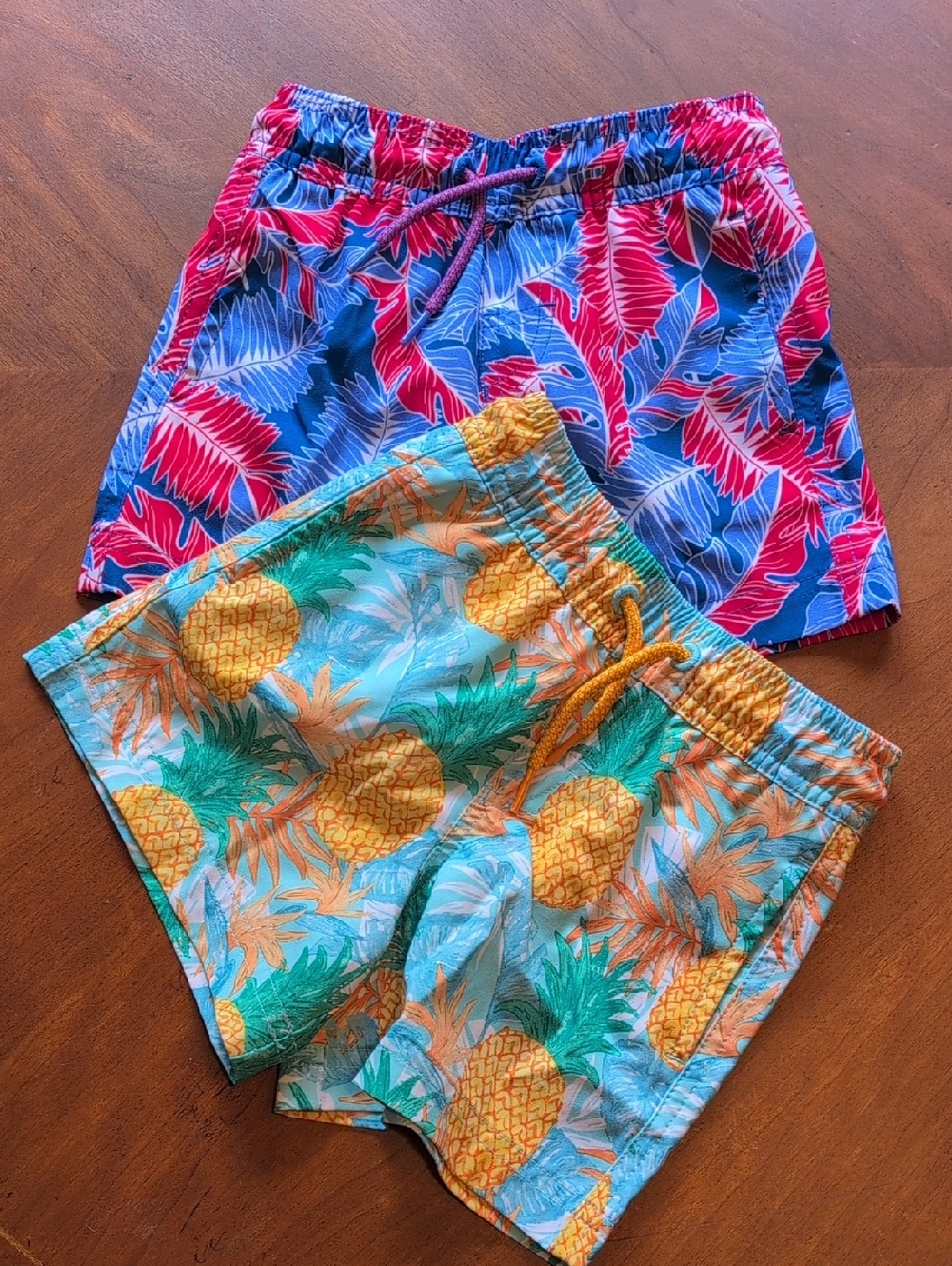 Member's Mark Boy's Resort Swim Trunk - Tropical Blue & Red (3T)